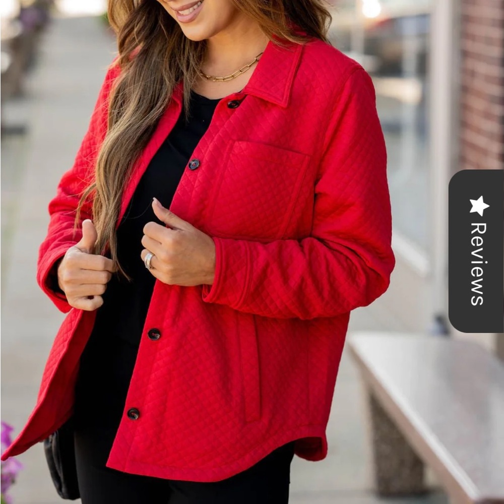 Staccato Red Quilted Shacket